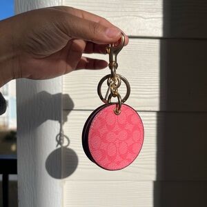 Coach mini c pink mirror charm